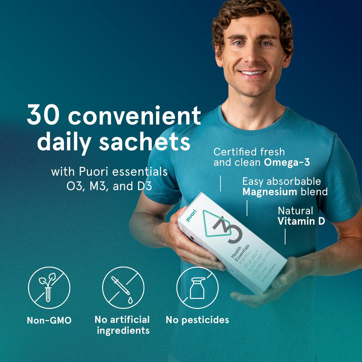 Puori P3 Health Essentials with Magnesium Zinc Complex, Omega 3 Fish Oil & Vitamin D3 Supplements - 30 Sachets - görsel 4