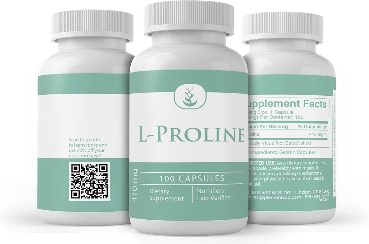 Pure Original Ingredients L-Proline, 100 Capsules – Always Pure, No Additives or Fillers - görsel 4