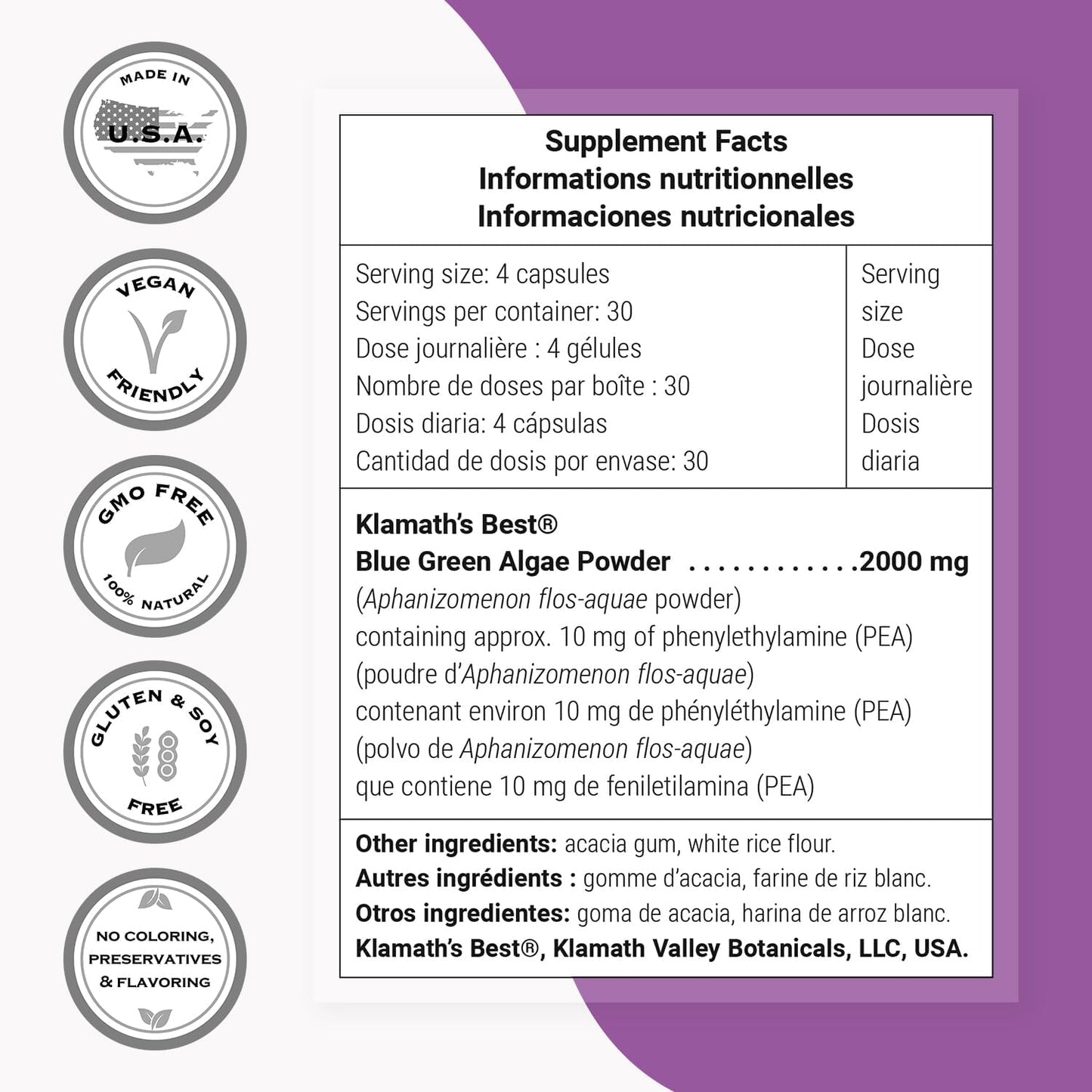 Supersmart AFA Extract 1000 mg per Day (Patented) - Aphanizomenon Flos-Aquae - Blue-Green Algae Supplement | Non-GMO & Gluten-Free - 120 Vegetarian Capsules - görsel 4