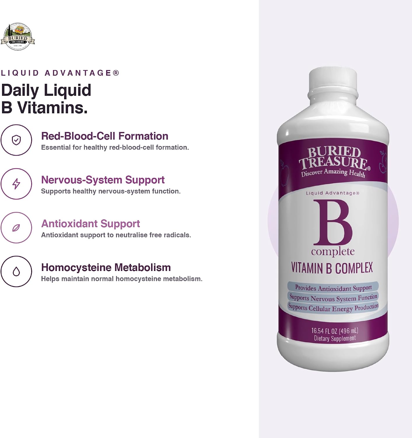 Buried Treasure B Complete Liquid Vitamin B Complex – Methylated B12 & B9, Vegan, Sugar-Free - görsel 4