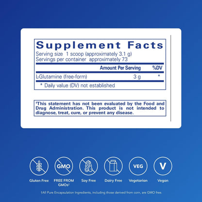 Pure Encapsulations L-Glutamine Powder – 227 g – Supplement for Digestive Health, Gut Lining, Muscle Metabolism, and Immune Support with Pure Free-Form L-Glutamine