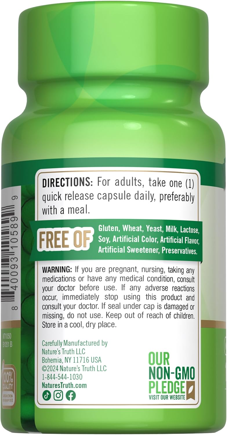 Nature's Truth B2 Vitamin | 100mg | 100 Capsules | Non-GMO & Gluten-free Supplement | Riboflavin - görsel 7