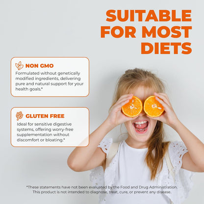 Premium Kids Omega-3 Gummies – Orange Flavour Fish Oil for Kids – Omega-3 Gummies for Children – No Fish Burps – Brain, Eye & Immune Support – 2 Month Supply