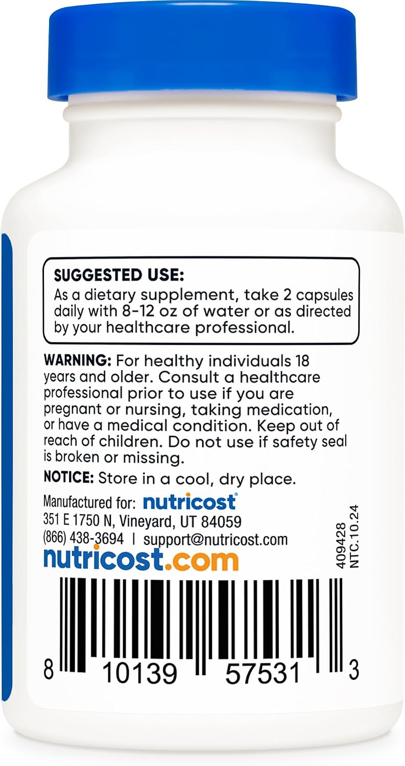 Nutricost Uridine Monophosphate (UMP) 60 Capsules, 600 mg per Serving - Vegan, 30 Servings - görsel 4