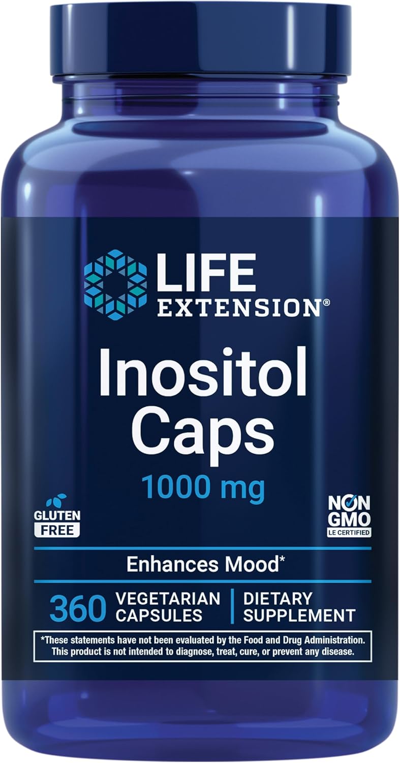 Life Extension Inositol Caps – 1000 mg, Myo-Inositol – Mood Health, Wellbeing, Healthy Metabolism, Hormone Balance – Gluten-Free, Non-GM, Vegetarian – 360 Capsules - görsel 1