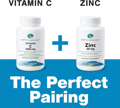 Earth's Splendor Vitamin C 1000 mg Supplement for Men & Women, Immune Support, Antioxidant Health - 2 Pack