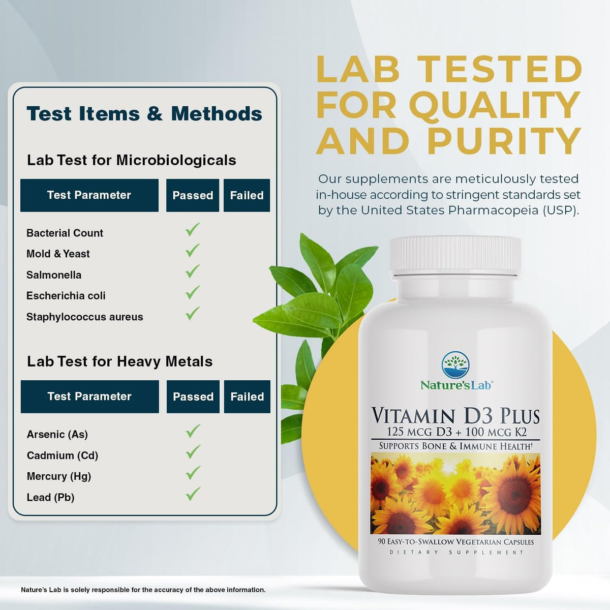 Nature's Lab Vitamin D3 Plus - Vitamins D3 & K2 (MK-7) - Immune Support, Bone Health, Normal Blood Clotting - Gluten-free, Non GMO - 90 Capsules - görsel 3