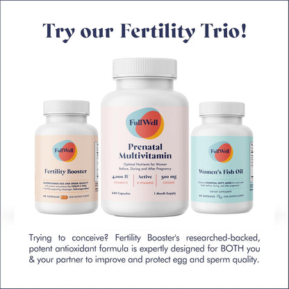 FullWell Fertility Booster - Conception Support for Men & Women - Supports Egg & Sperm Quality - Reproductive Health - CoQ10, Ashwagandha, NAC & ALA - 60 Capsules, 2 Pack (60 Servings)