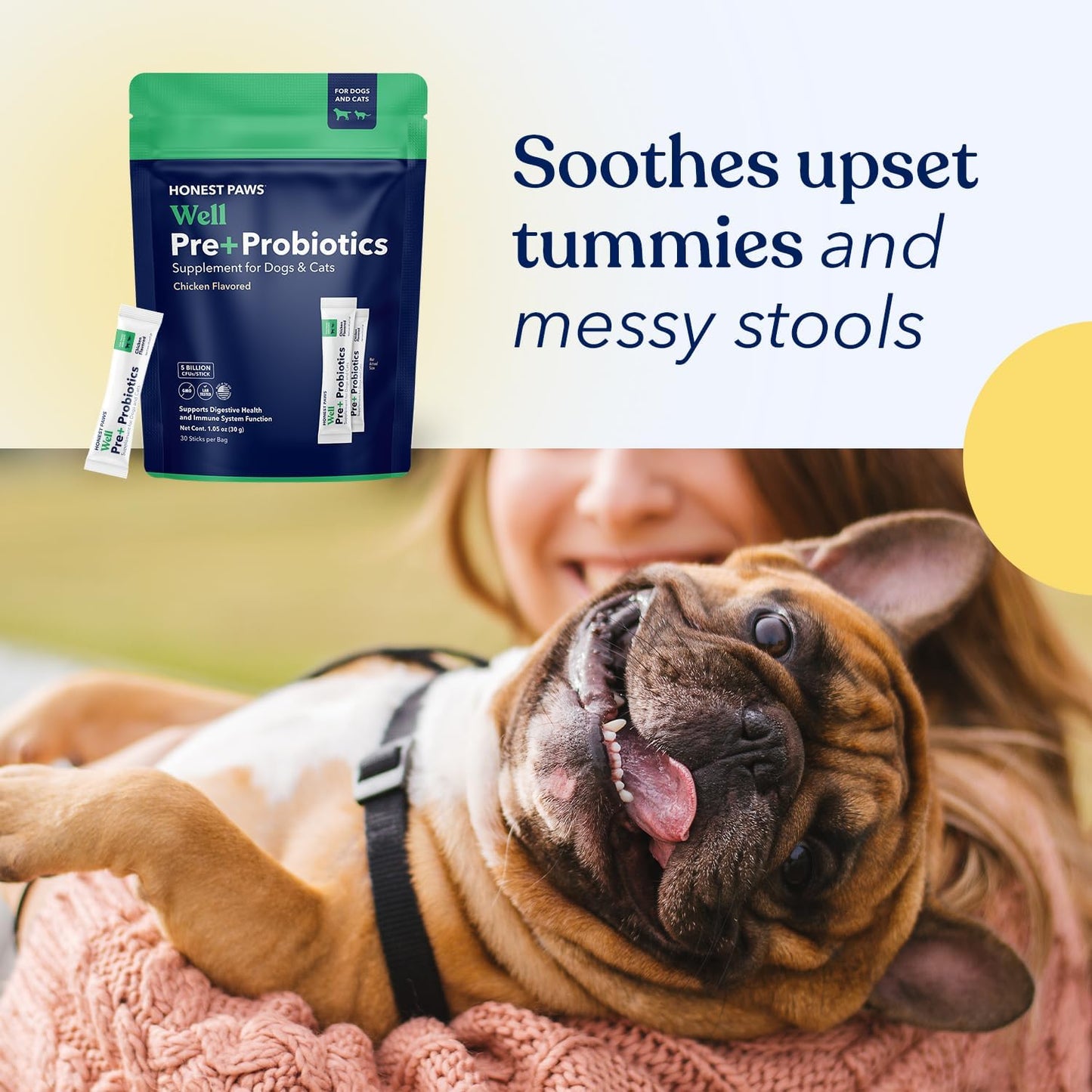 Honest Paws Probiotics for Dogs – Digestive & Immune Support Powder with Prebiotic, Chicken Flavour (30 Sticks) - görsel 8