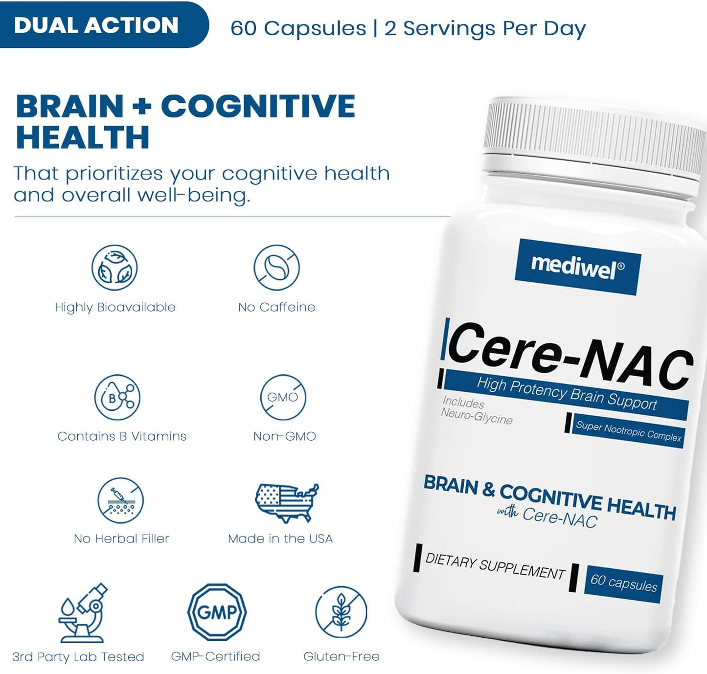 Cere-NAC Advanced Brain Supplement for Cognitive and Mental Clarity - görsel 3