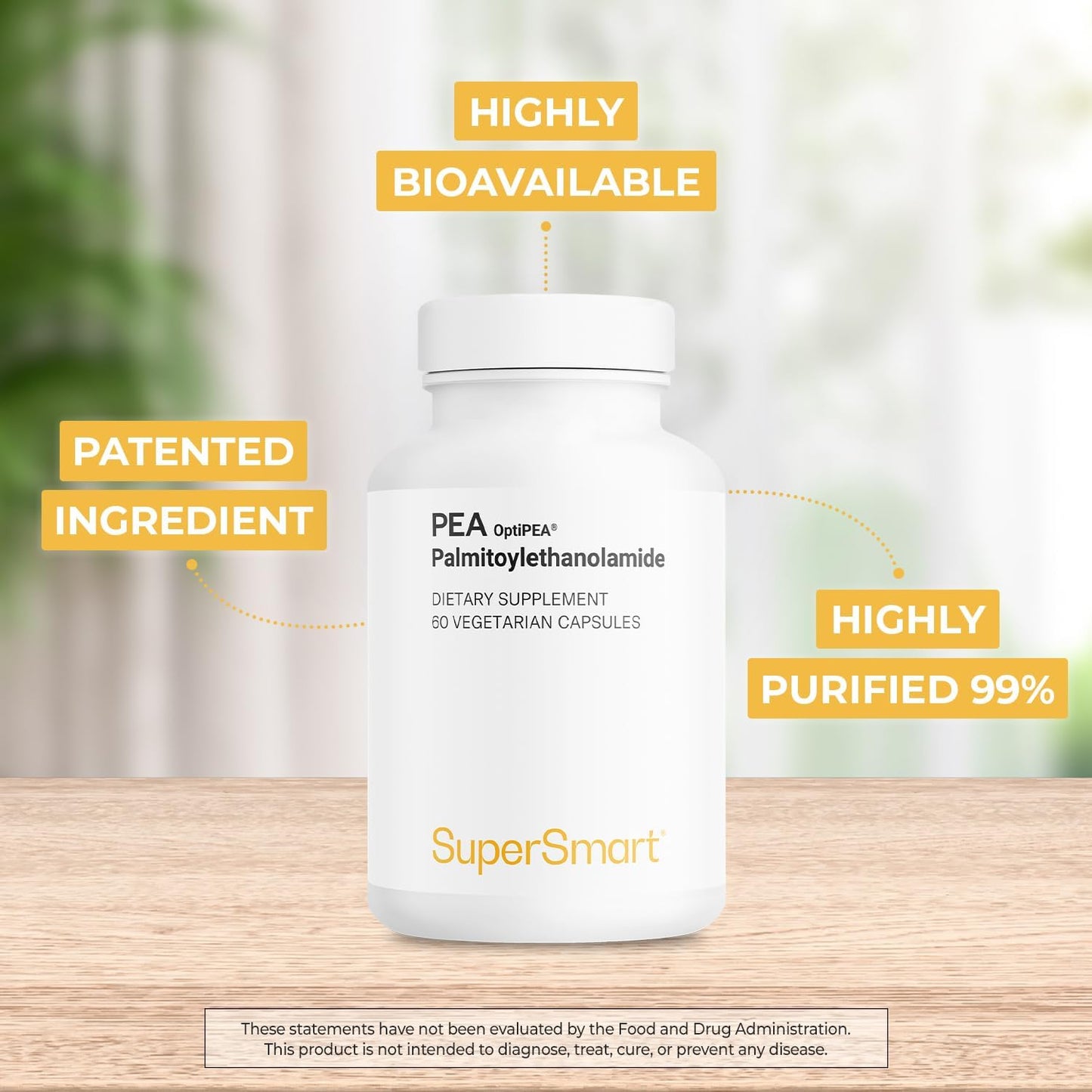 Supersmart - 99% PEA Supplement with OptiPEA - 1200 mg per Day - Natural Nerve Support - Non-GM & Gluten-free - 60 Vegetarian Capsules - görsel 3