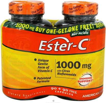 American Health Ester-C 1000mg with Citrus Bioflavonoids, 180 Capsules