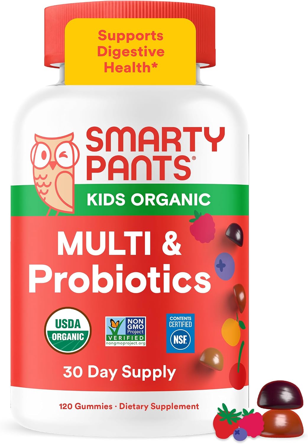 SmartyPants Organic Kids Multivitamin Gummies - 16 Nutrients + Probiotics - 120 Gummies - görsel 1