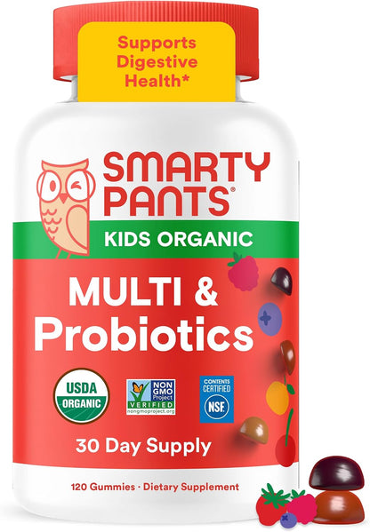 SmartyPants Organic Kids Multivitamin Gummies - 16 Nutrients + Probiotics - 120 Gummies