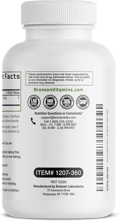 Bronson Grapefruit Seed Extract – Immune & Gastrointestinal Support, Non-GMO, 360 Vegetarian Capsules