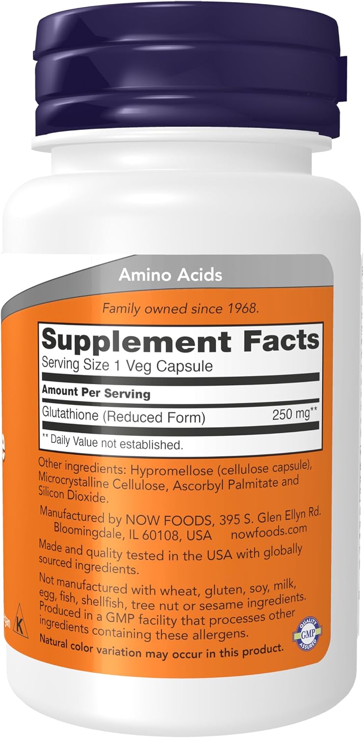 NOW Foods Glutathione 250 mg, 60 Veg Capsules - görsel 2