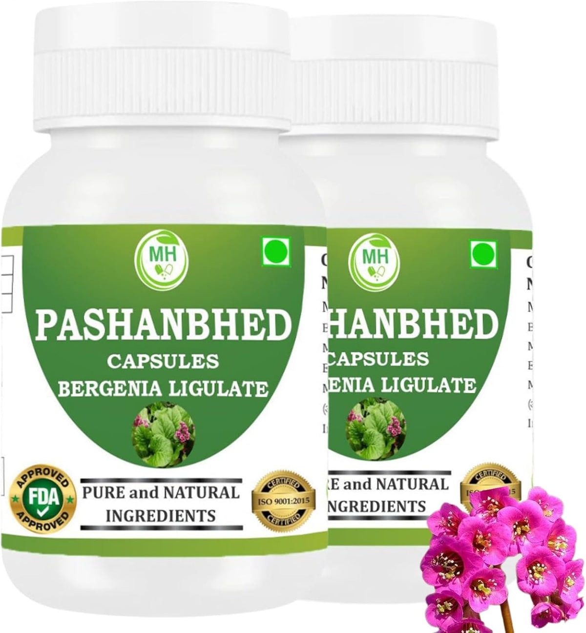 Pashanabheda (Bergenia ligulata) Powder Capsules - 500mg, 120 Veg Capsules - Ayurvedic Herbal Supplement - görsel 1