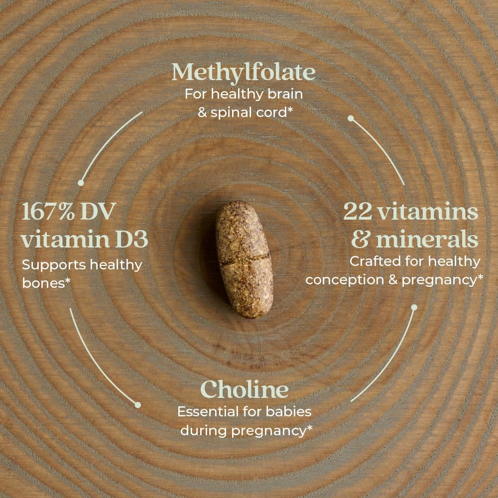 New Chapter Prenatal Vitamins, One Daily Prenatal Multivitamin with Methylfolate + Choline for Healthy Mum & Baby, Gluten-free & Non-GMO, 30 Tablets - görsel 3