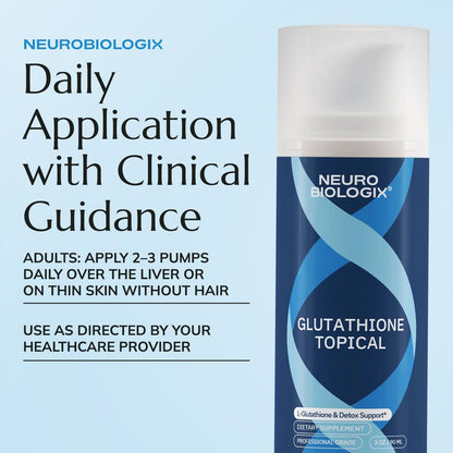 Neurobiologix Glutathione Topical Cream - Transdermal L-Glutathione with Vitamin E, B12, B3 & Folate, L-Carnosine, Essential Oils & Antioxidants, 48 g