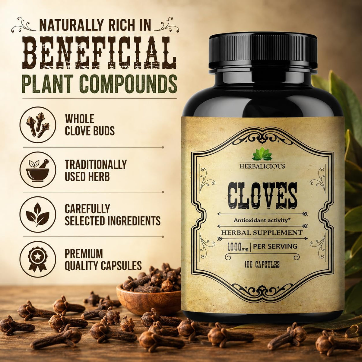 Cloves Capsules – Natural Dietary Supplement for Bone, Digestive & Antioxidant Support (100 Capsules) - görsel 7