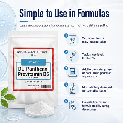 100% Pure DL-Panthenol Powder – Provitamin B5 for Cosmetics (113 g)