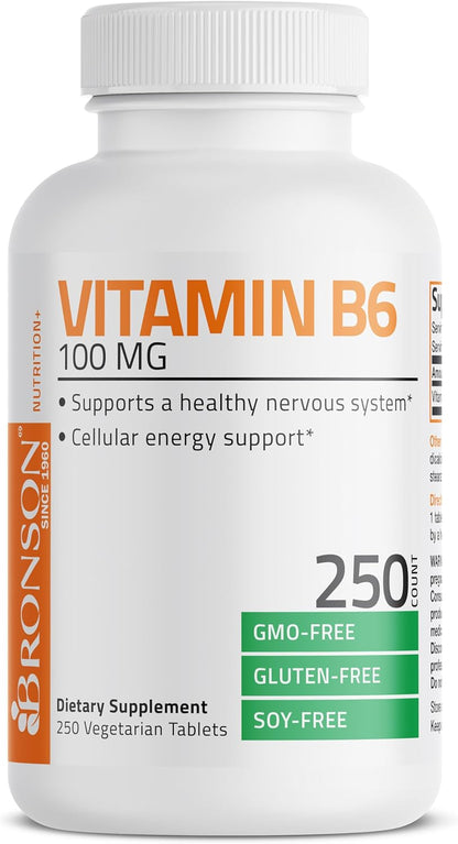 Bronson Vitamin B6 100mg Food Supplement, 250 Tablets
