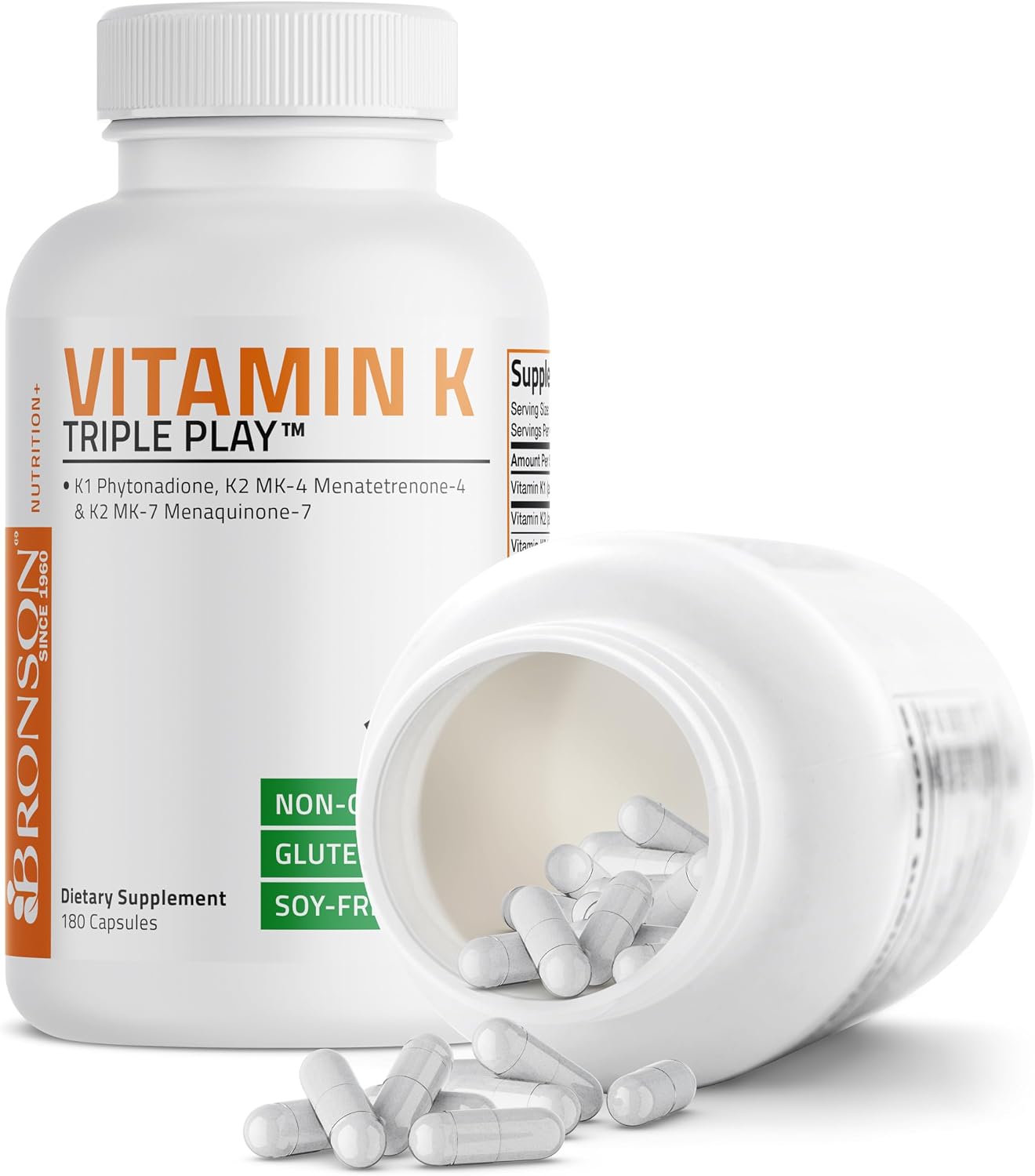 Bronson Vitamin K Triple Play - Full Spectrum Complex with K1, K2 MK4 & MK7, 180 Capsules - görsel 6