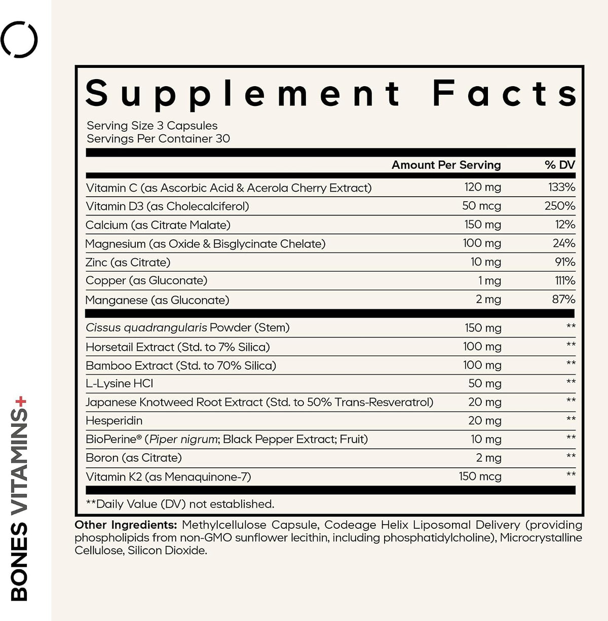 Codeage Bones Vitamins+ - D3, K2, Calcium, Magnesium, Zinc Supplement, 90 Capsules - görsel 2