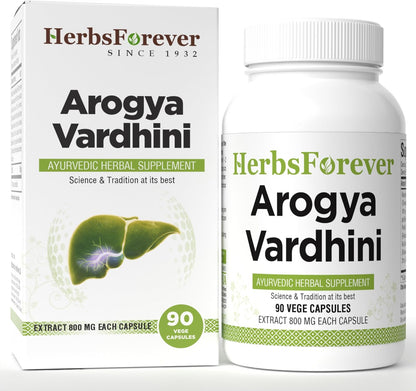 Arogya Vardhini Capsules – Traditional Ayurvedic Formulation, Pitta and Kapha Balancing, 90 Vegetarian Capsules, 800 mg Each