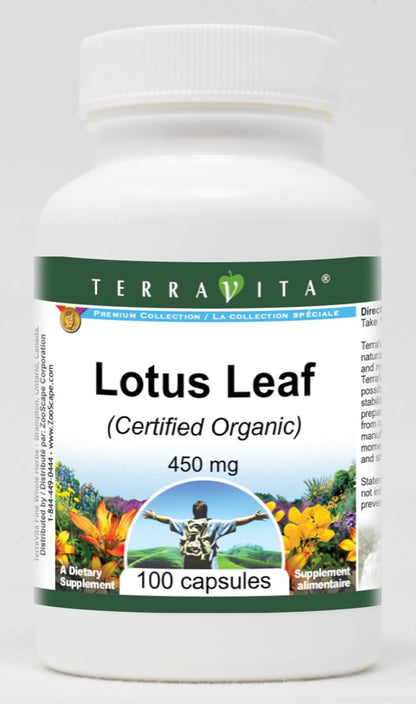 Lotus Leaf (Certified Organic) – 450 mg (100 Capsules) – Triple Pack