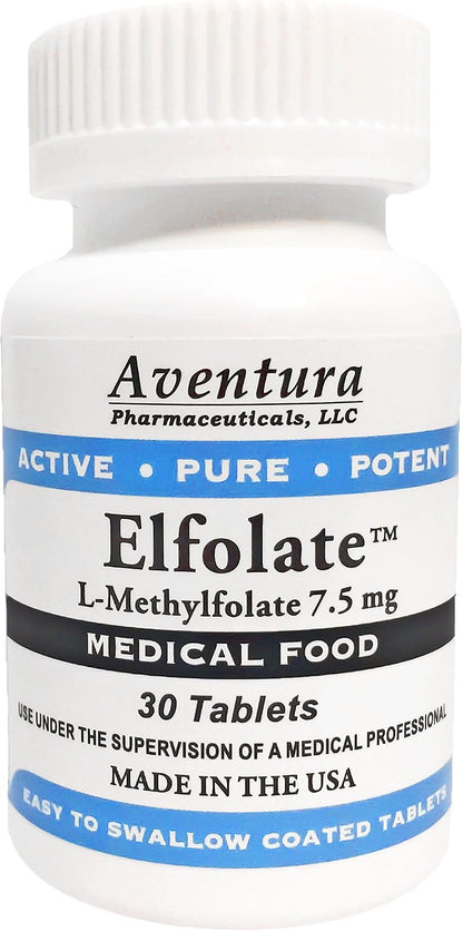 ELFOLATE® 7.5mg L-Methylfolate – Active Pure Potent Methyl Folate, 30 Tablets