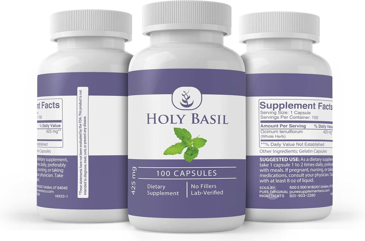 Pure Original Ingredients Holy Basil, 100 Capsules - Pure Single Ingredient Herbal Supplement - görsel 4