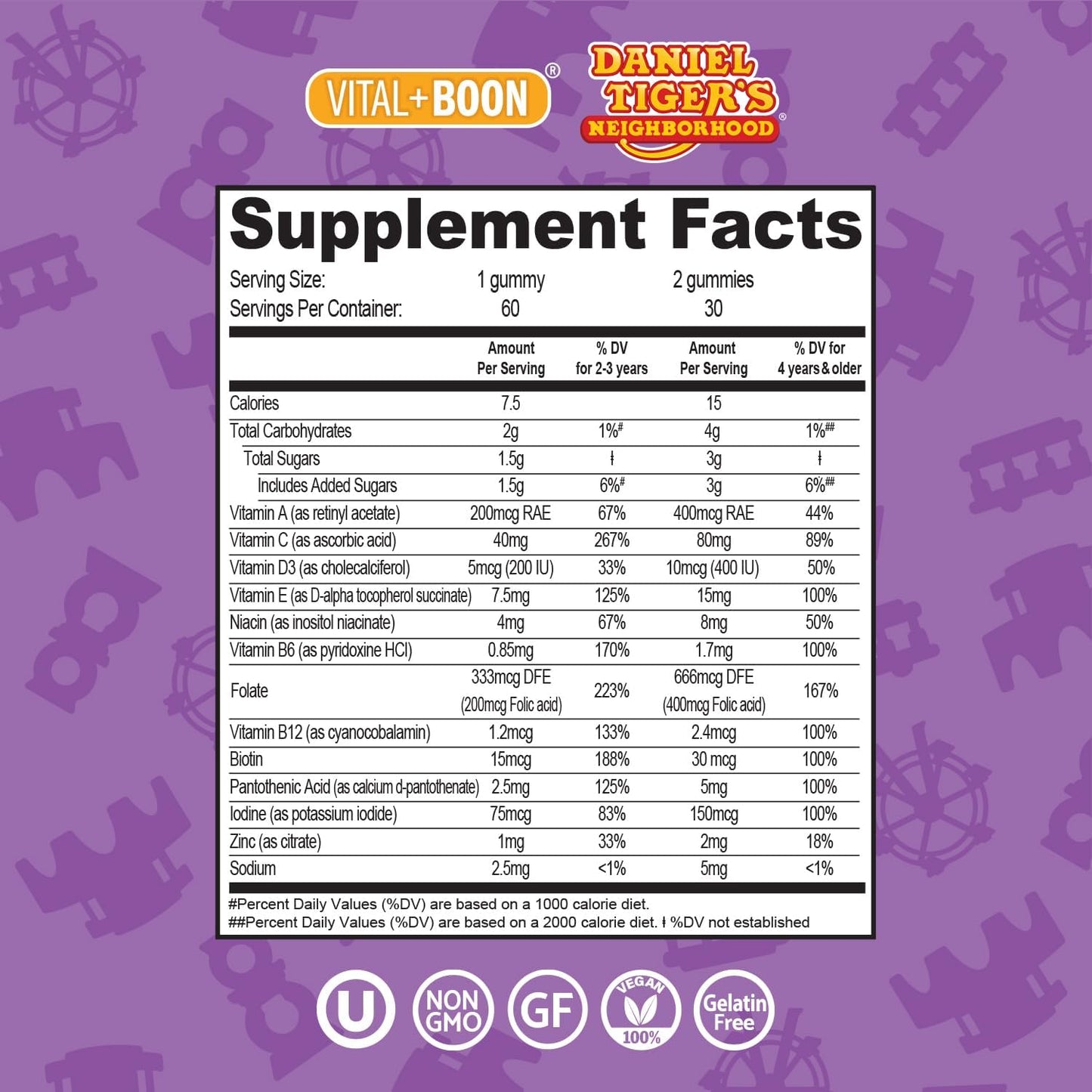 Daniel Tiger Children's Multivitamin Gummies - 12 Essential Vitamins & Minerals for Toddlers & Kids 2+ - Natural Flavours - 60 Gummies - görsel 6