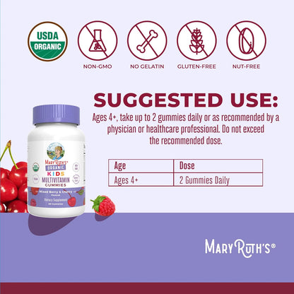 MaryRuth's Children's Multivitamin Gummies - 1 Month Supply (60 Count) - Ages 4+ - Vegan