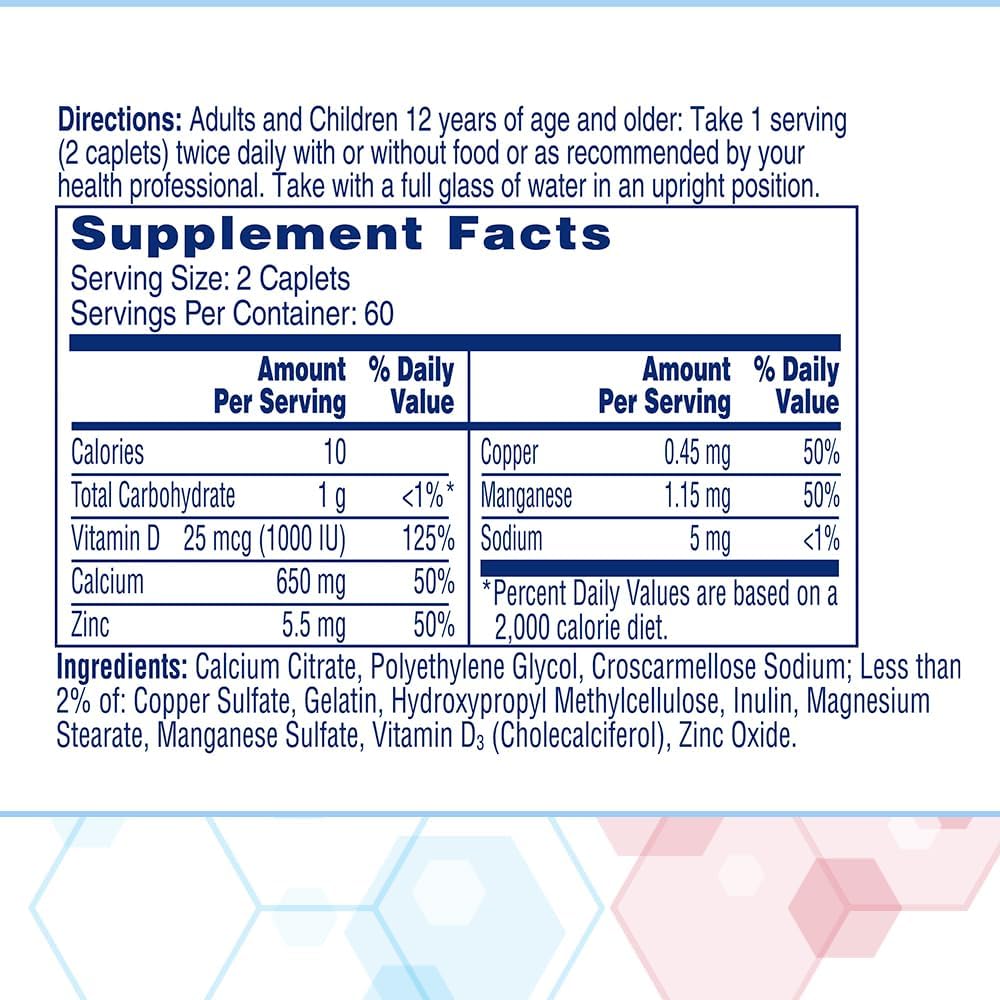 Citracal Maximum Plus Calcium Supplement - Calcium Citrate with Vitamin D3, Zinc, & Essential Minerals for Bone Health Support, Ages 12+, 120 Caplets (Packaging May Vary) - görsel 6