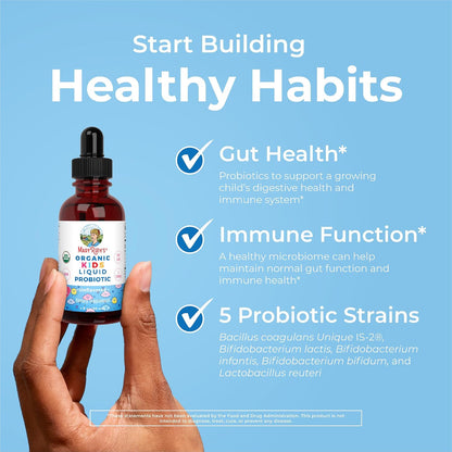 MARYRUTH'S Organics Children's Probiotic Liquid Drops - USDA Organic Probiotic for Digestive Health & Immune Support - Ages 4+ - Vegan, Non-GMO - 30 ml