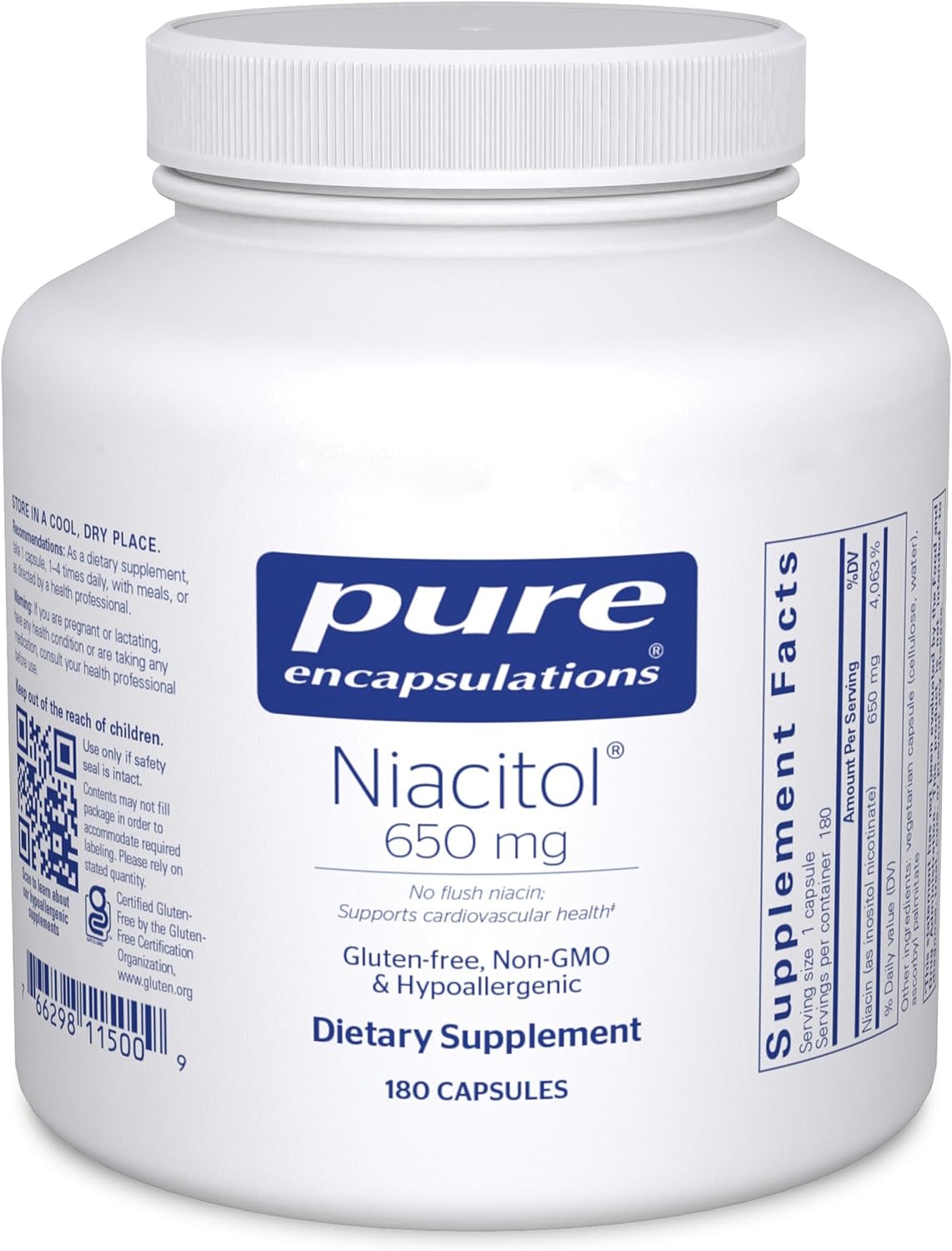 Pure Encapsulations Niacitol 650 mg | Hypoallergenic No-Flush Niacin for Energy Metabolism, Nervous System & Skin Health - görsel 1