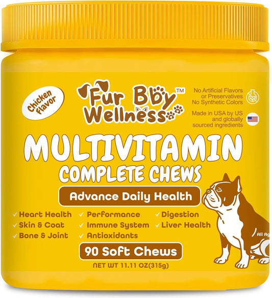 Daily Dog Multivitamin Chewable – Hip & Joint Support, Skin & Coat, Probiotics & Omega-3 – 90 Chews