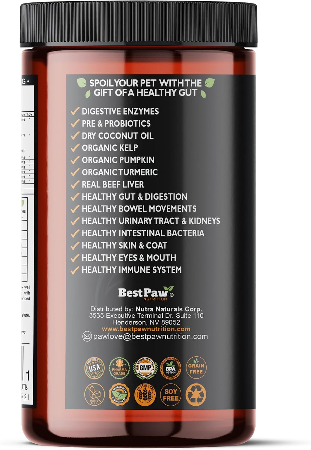 Best Paw Nutrition Probiotics for Dogs – Digestive Enzymes & Probiotic Powder with Pumpkin, Turmeric, Prebiotic FOS, Beef Liver Flavour (454 g) - görsel 3