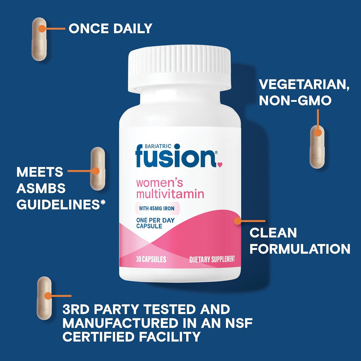 Bariatric Fusion Bariatric Multivitamin with Iron for Women – Hair, Skin & Nails Blend – 30 Capsules (1 Month) - görsel 3