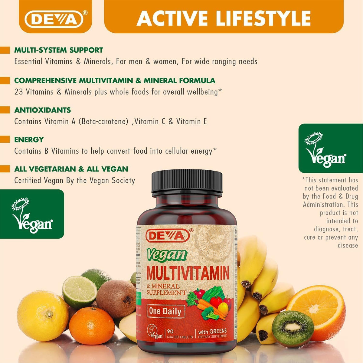 DEVA Vegan Multivitamin & Mineral Supplement with Iron - 2 Pack (90 Coated Tablets Each) - görsel 7