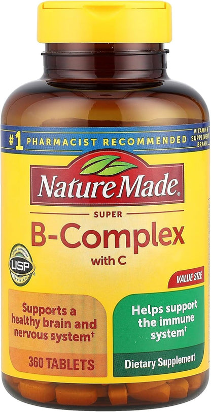 Nature Made Super B-Complex + Vitamin C Tablets, 360 Tablets