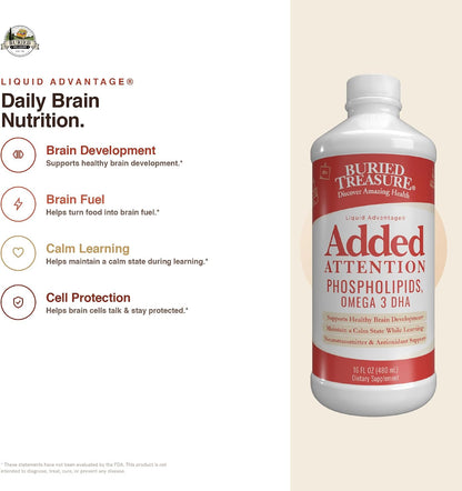 Buried Treasure Added Attention – Children's Learning Support with GABA, DHA, Vitamin B and Herbal Blend