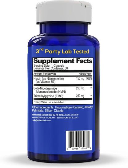 Smart NMN Supplement - Advanced NAD+ Support with NMN, Niacin & TMG - 60 Capsules
