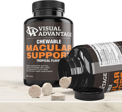 Visual Advantage Macular Support Chewables – AREDS 2 Formula for Healthy Eyes – Tropical Flavour – 180 Chewable Tablets