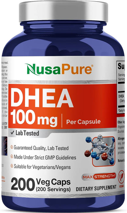 NusaPure DHEA 100mg 200 Vegetarian Capsules (Vegetarian, Non-GMO)