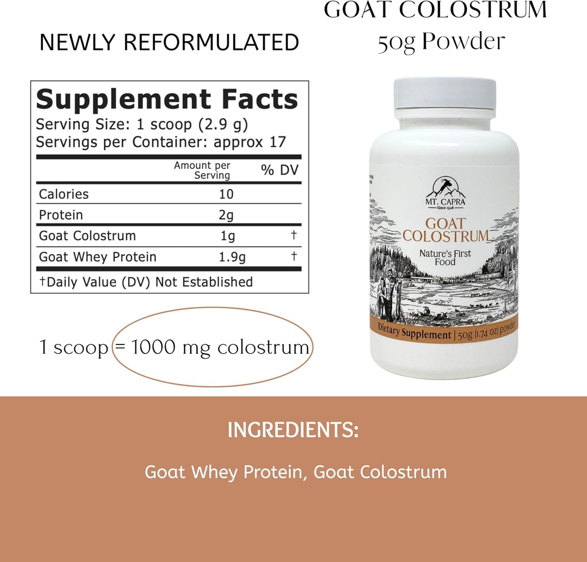 Mt. Capra Goat Colostrum – Grass-Fed, Rich in Immunoglobulins, 50g (17 Servings) - görsel 2