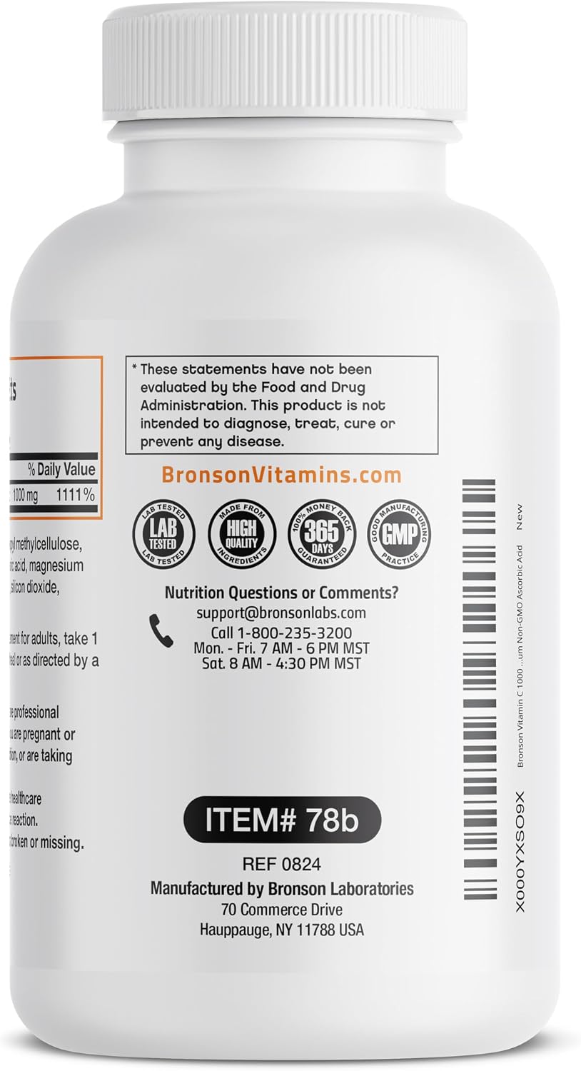 Bronson Vitamin C 1000 mg Sustained Release Tablets – Non-GMO - görsel 7