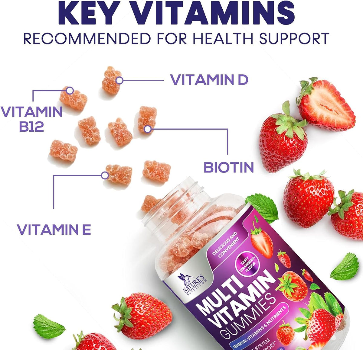Multivitamin Gummies for Adults - Daily Adult Multivitamins Gummy with Vitamins A, C, D, B12 for Women & Men, Immune Support Supplement - 90 Gummies - görsel 5