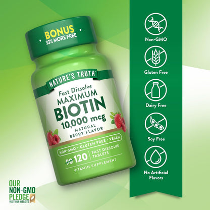 Nature's Truth Biotin 10,000mcg High Strength Fast Dissolve Tablets